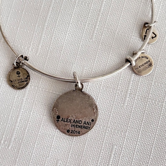 Alex And Ani Silver Tone Path Of Life Token Charm Expandable Wire Bracelet - Picture 4 of 5